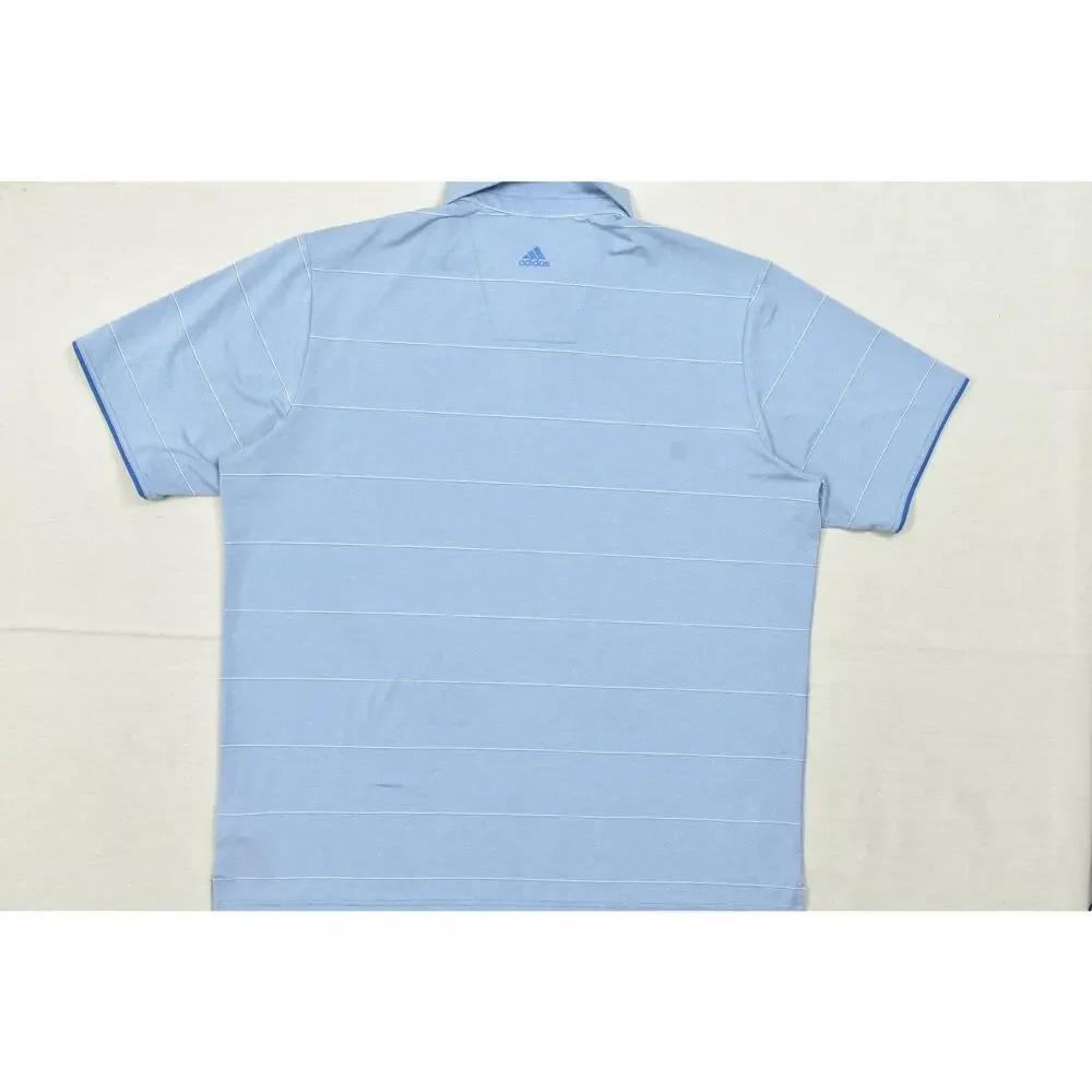 Adidas Golf Climalite Blue Striped Short Sleeve Polo Shirt Men's Size 2XL XXL